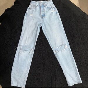 PacSun Dad Jeans Light Wash Distressed Womens Size 22x29
